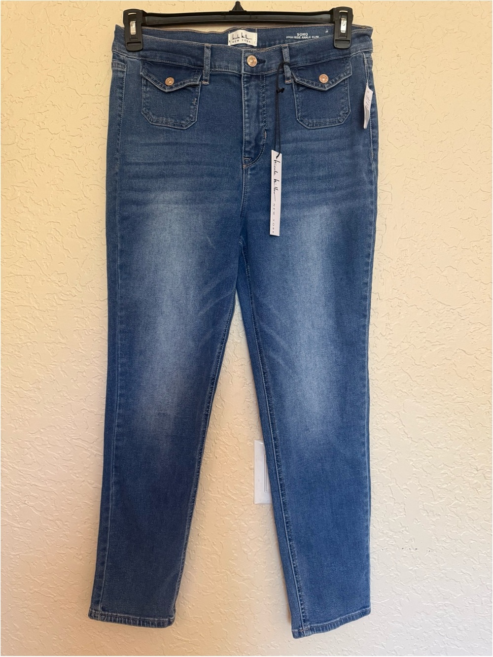 New Nicole Miller SOHO High-Rise Ankle Slim Women’s Jeans in Medium Blue Size 12